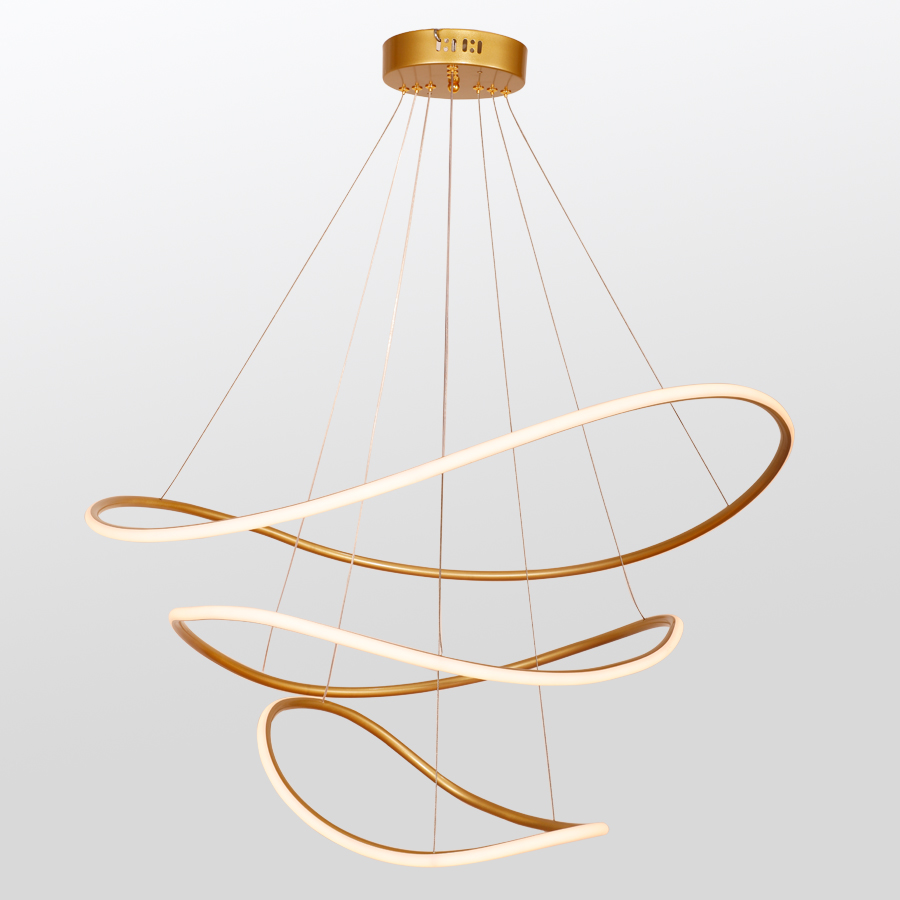Irregularly Shaped Ring-Shaped LED Aluminum Pendant Light Three Tiers