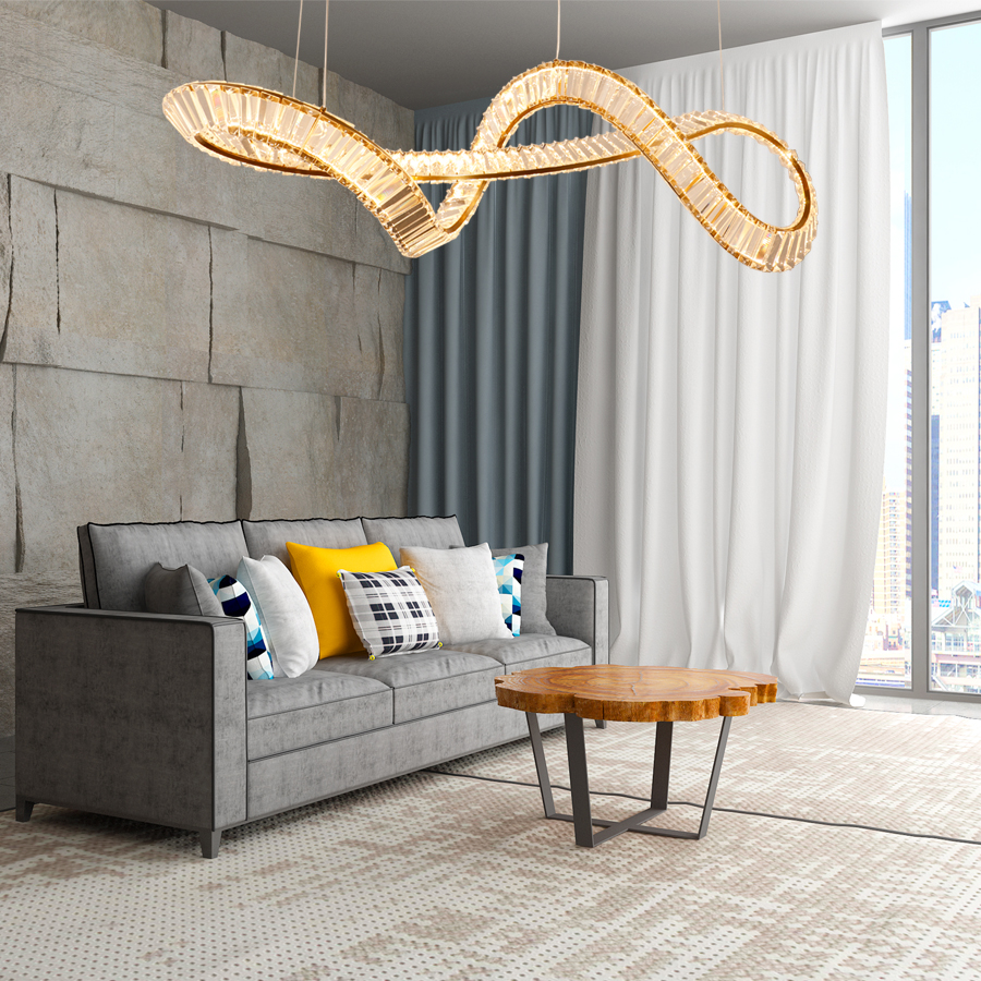 Elegant Curved Crystal Chandelier with LED Lighting Large Size Ideal For Indoor