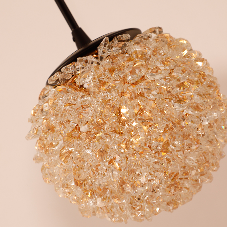 Small Crystal Ball Shaped Pendant Light Warm Glow Irregular Shape for Bedside