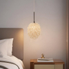 Crystal Oval Shaped Pendant Hanging Light Warm Glow For Bedside