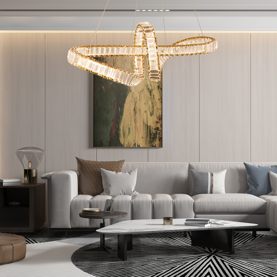 Luxurious Curved Crystal Chandelier With LED Lights Indoor Use