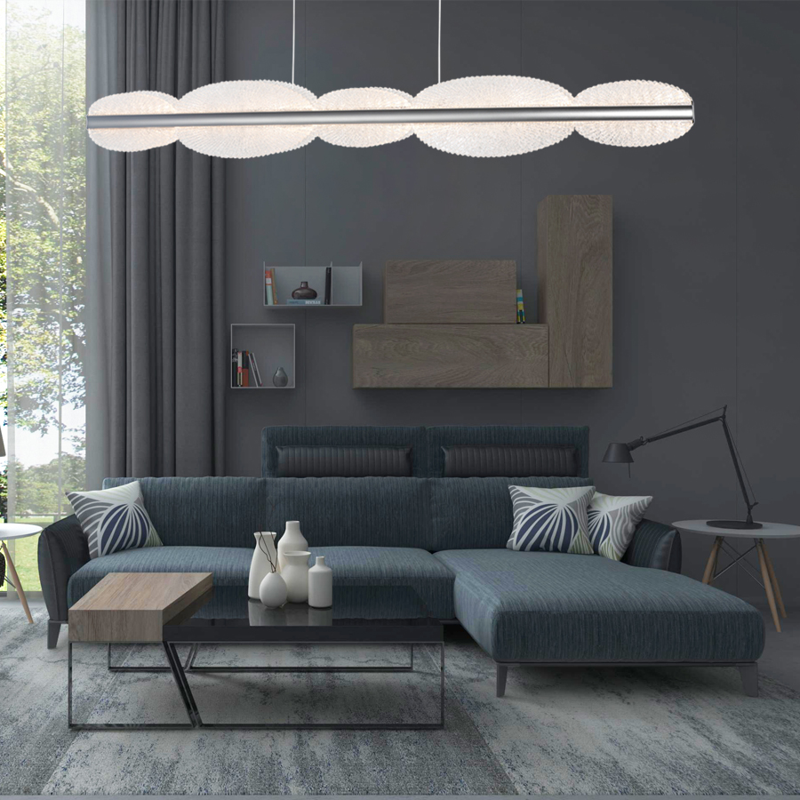 Contemporary Acrylic LED Chandelier, 3-Color Temperature, Horizontal Illumination