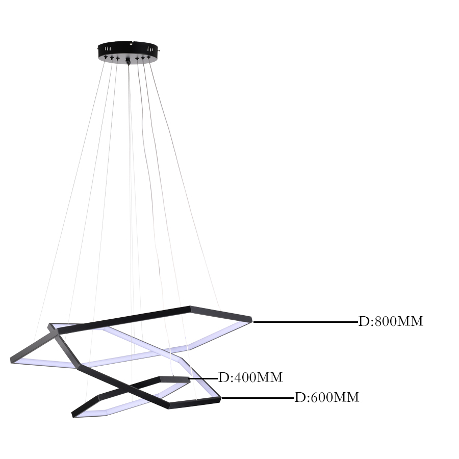 Hexagon Polygonal LED Aluminum Pendant Lamp 3 Sets In One MT-LD066-3BK Three Rings
