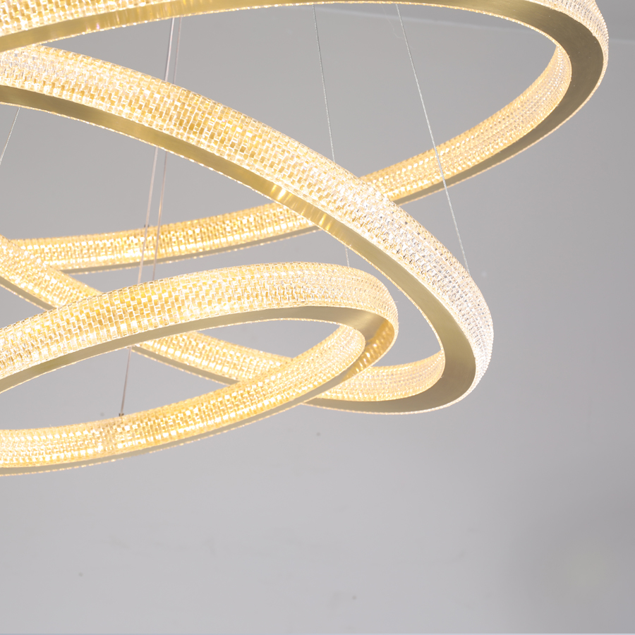 LED Aluminum Acrylic Circle Round Ring Pendant Light Three Tiers Bright From Two Sizes