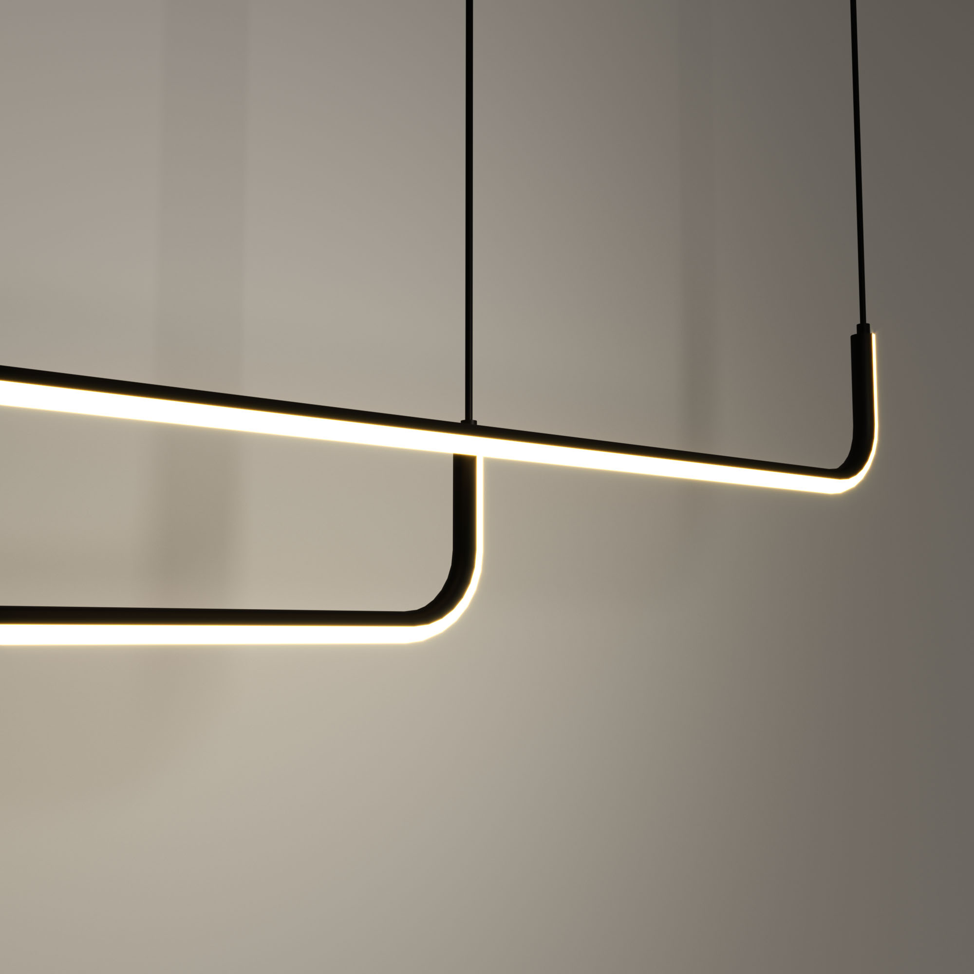 LED Double Linear Dinning Room Pendant Lamp Black Color MT-LD2209-2BK