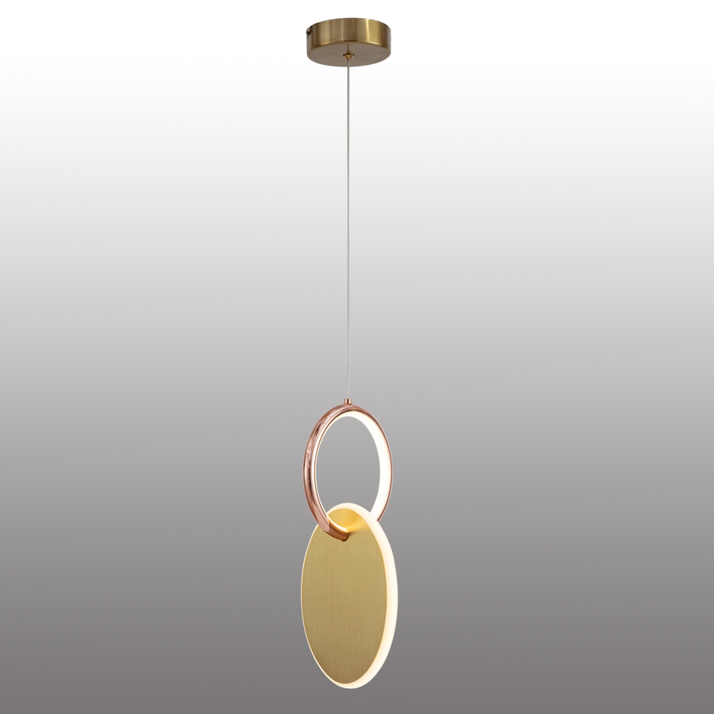 Modern LED Aluminum Double Rings Pendant Light Bedside Pendant Lamp 3000K