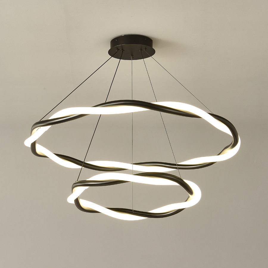 Modern LED Metal Silicone Twist Braided Pendant Light Two Tiers For Indoor Decor