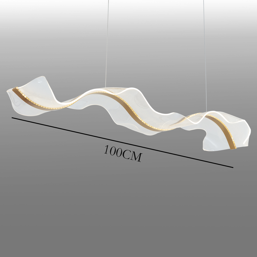 Big LED Wave Aluminum Acrylic Suspended Pendant Light 3000K Chandelier