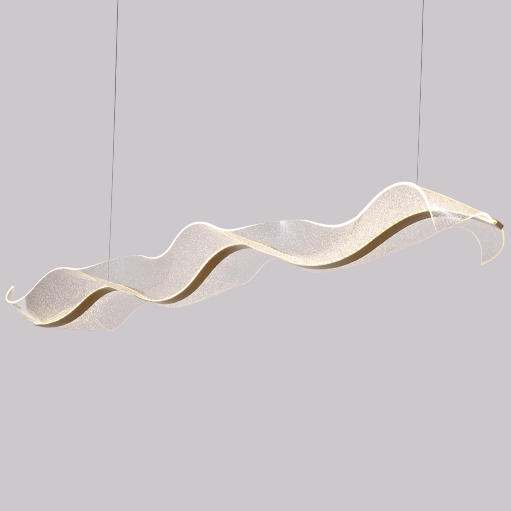 Big LED Wave Aluminum Acrylic Suspended Pendant Light 3000K Chandelier