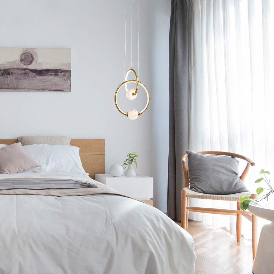 Modern Metal and Acrylic Two Layers Pendant Light for Bedroom