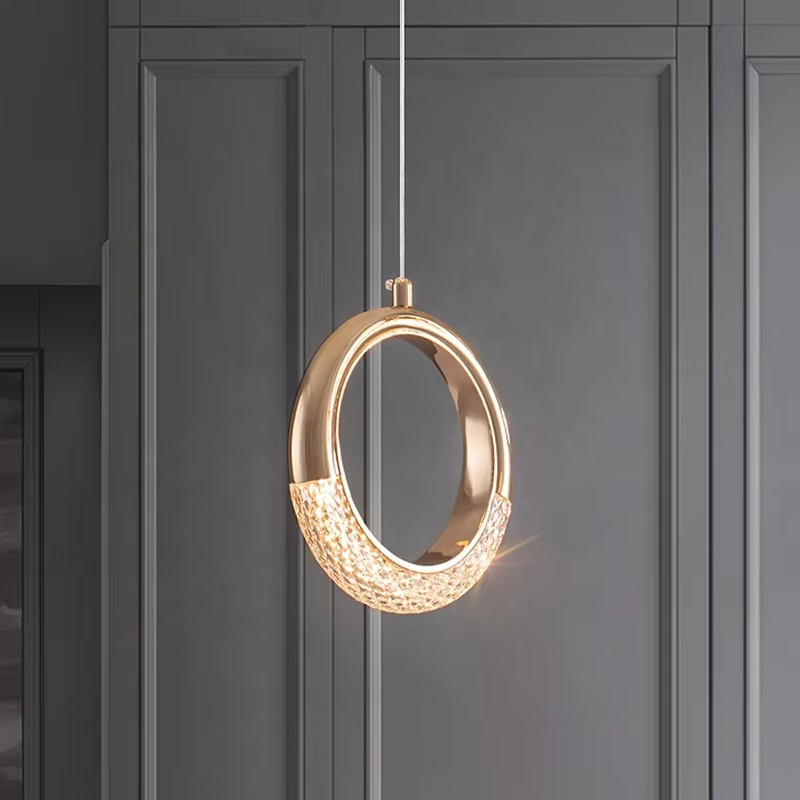 Elegant Crystal Ring Small Pendant Light Indoor Decorative Chandelier