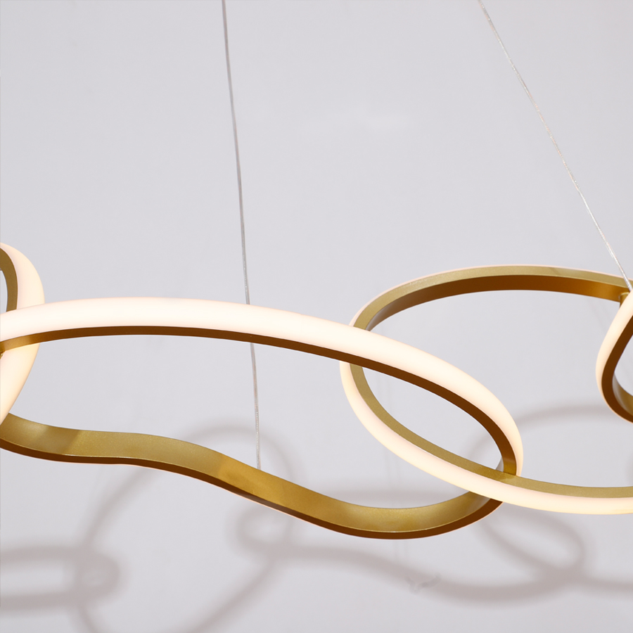 Five-Ring Pea-Shaped Aluminum Chandelier For Interior Decor