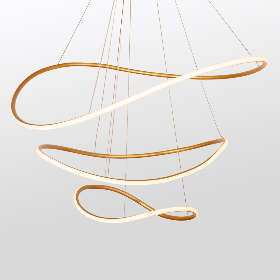 Irregularly Shaped Ring-Shaped LED Aluminum Pendant Light Three Tiers