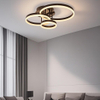 Modern Three Rings Shiny Black Aluminum Ceiling Lighting With White Acrylic