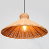 Handwoven Rattan Horn- Shaped Pendant Light Vintage Rustic Decor