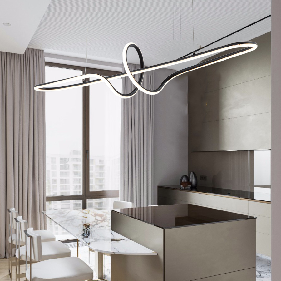 Black Metal Artistical LED Pendant Light For Dinning Room