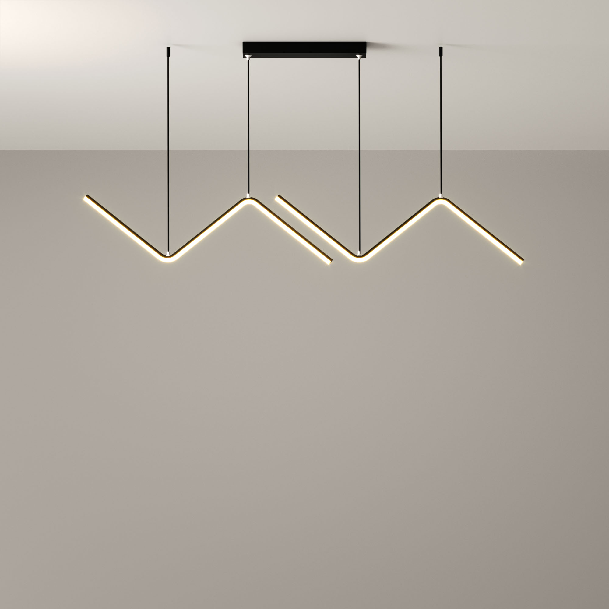 LED Double Linear Wave Aluminum Dinning Room Pendant Lamp Black Color MT-LD267-BK