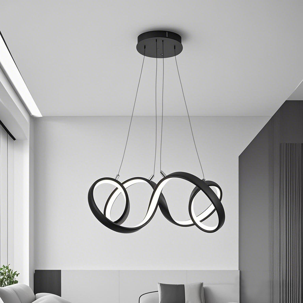 Modern LED Curved Wave Aluminum Light For Indoor Use Black Color 3000K