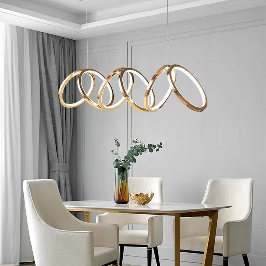 Modern Circles Horizontal LED Chandelier Stainless Steel Finished