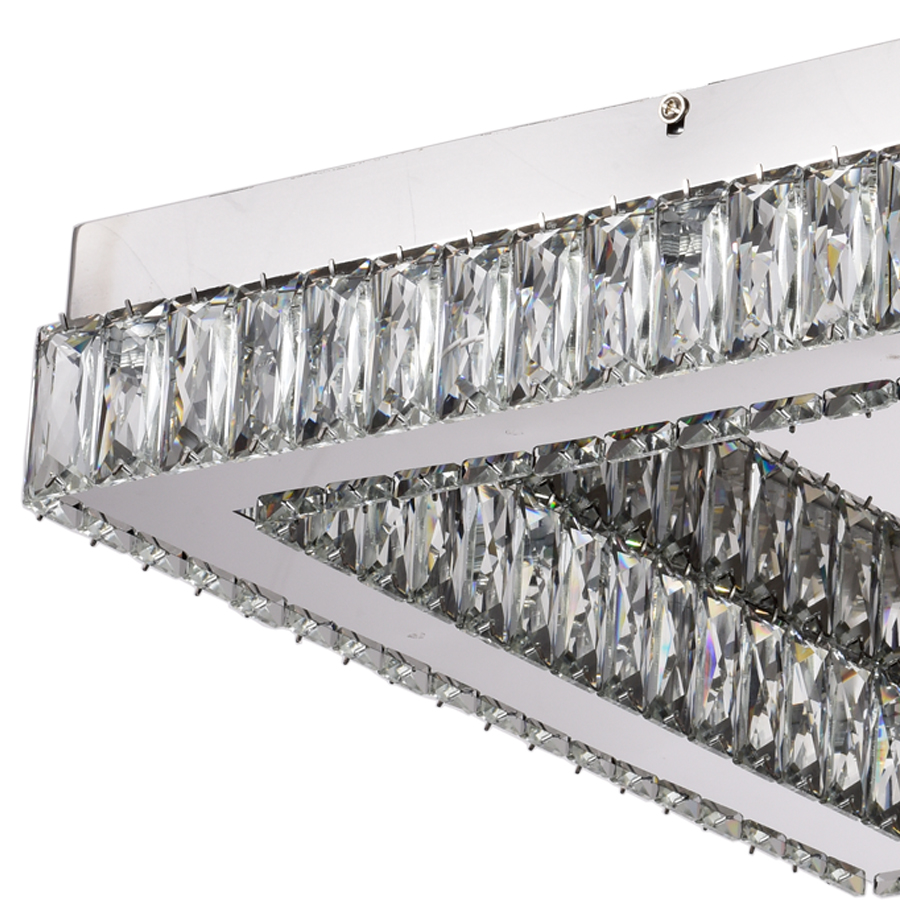 Modern LED Square Ceiling Lamp Crystal Accents Round Bright Light For Indoor Decor
