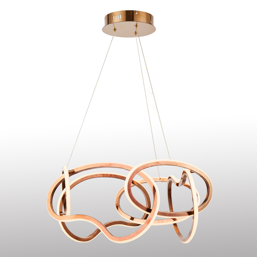 Modern Stainless Steel LED Chandelier Bean-Shaped Circle Pendant Light Elegant Home Lighting