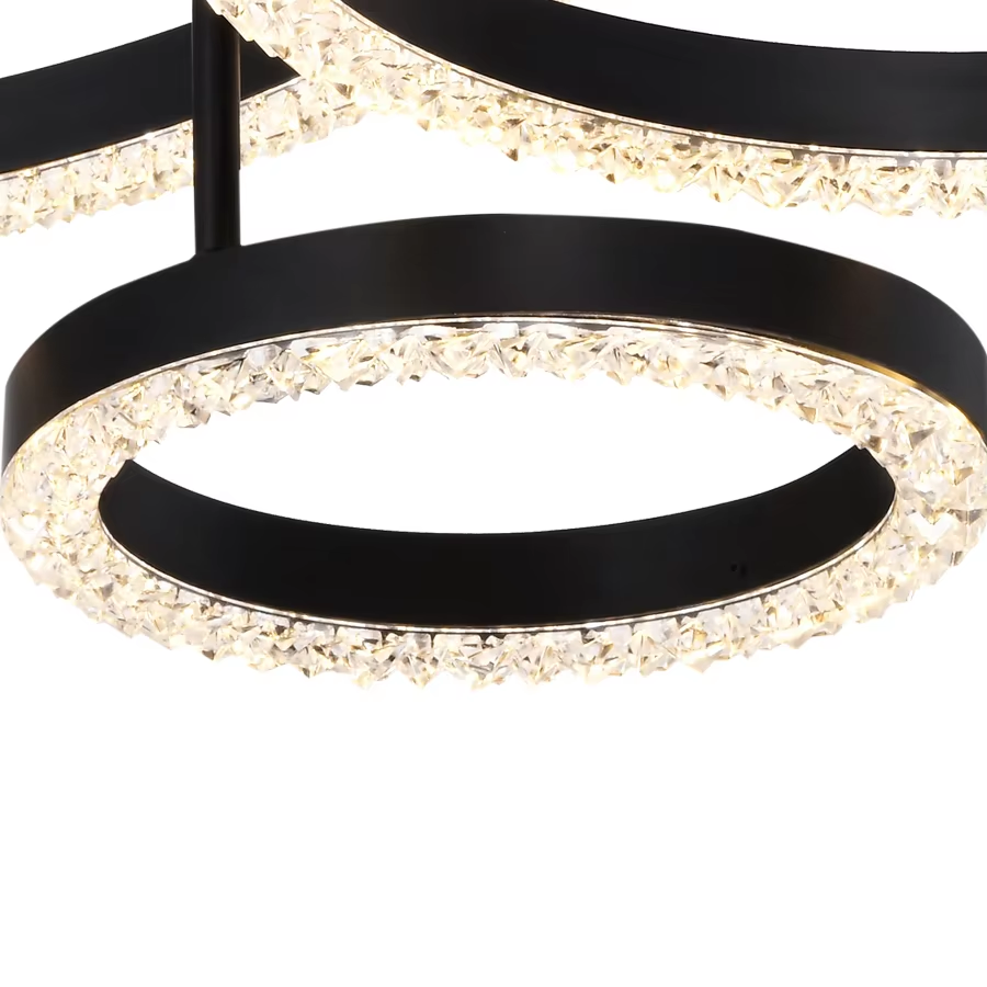 Modern Four Rings Black Aluminum Ceiling Lighting With Transparent Acrylic