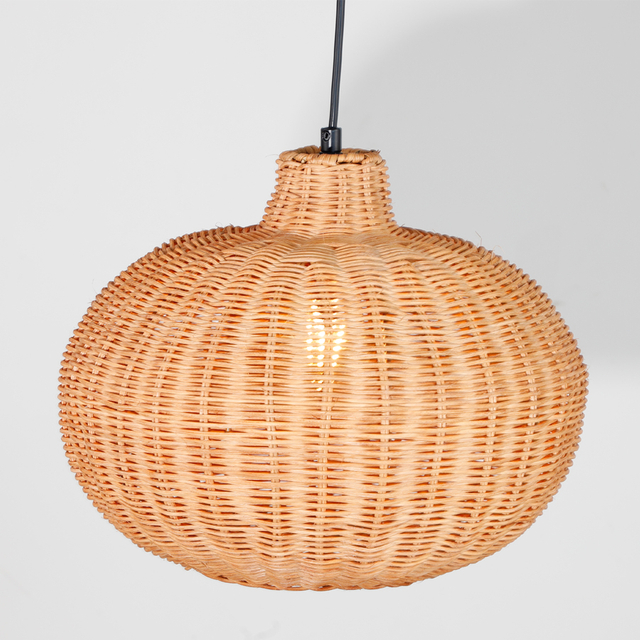 Rustic Countryside Style Handwoven Round-Shaped Pendant Light WithvE27 Socket Fixture