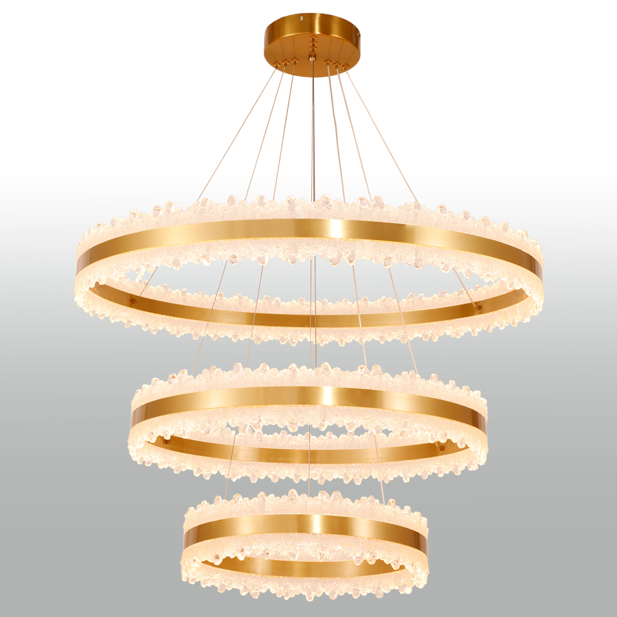 LED Circular Iceberg Shaped Acrylic Chandelier Three Tiers For Living Room Decor