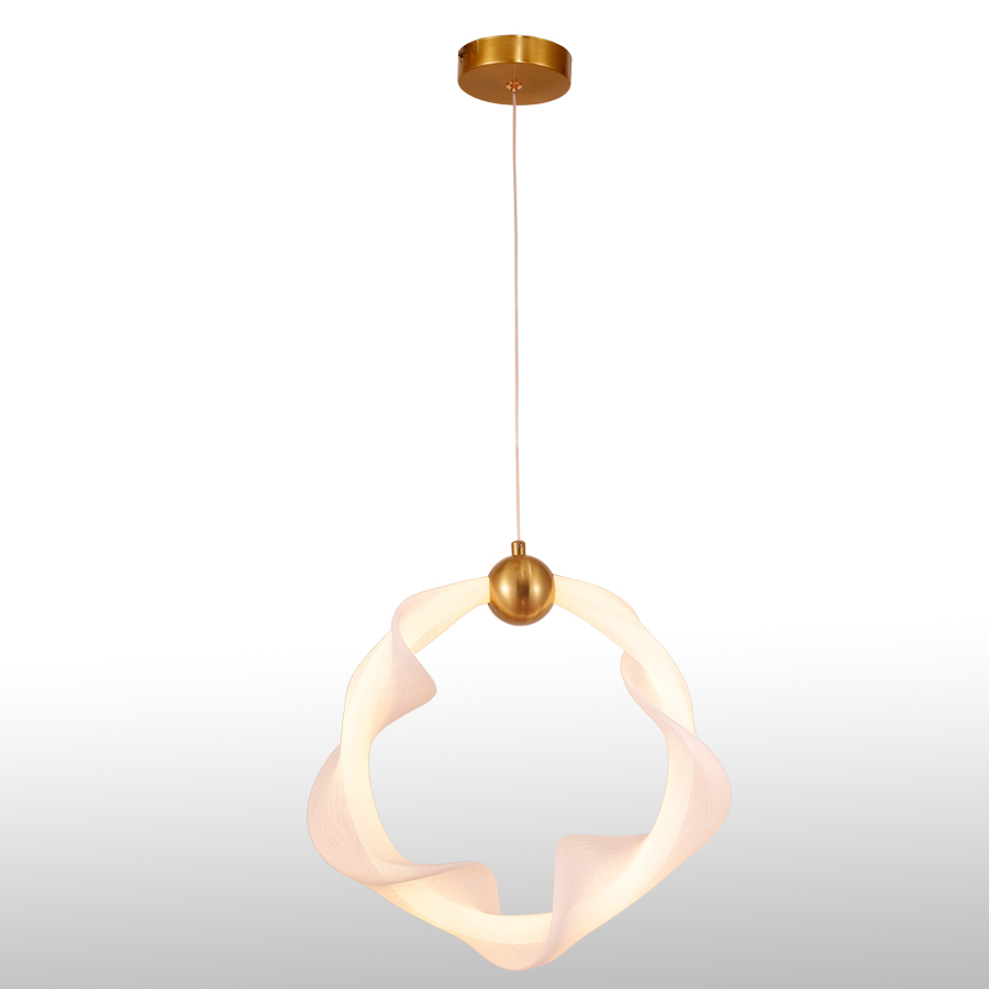 Round Circle Mesh Fabric Silicone LED Hanging Pendant Light Small Size