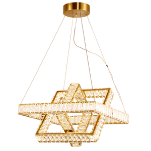 Square Crystal LED Chandelier Luxurious Indoor Illumination Pendant Light 3000K/4000K/6000K