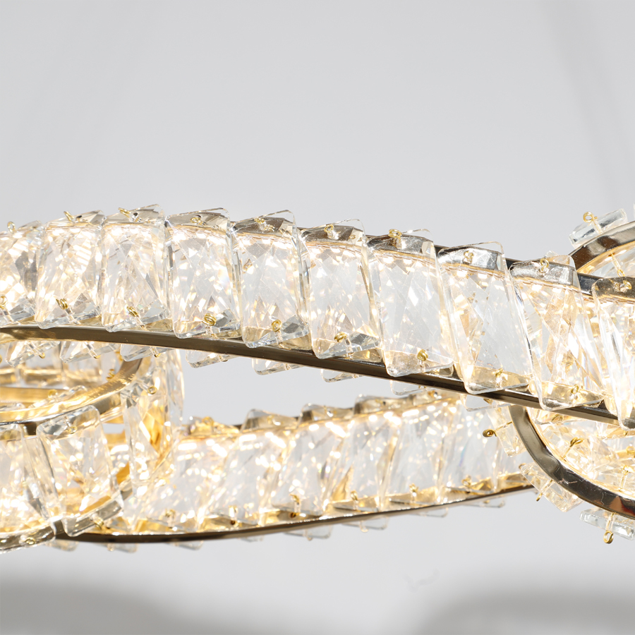 Grand Crystal LED Chandelier Curved Elegance Ideal For Spacious Interiors