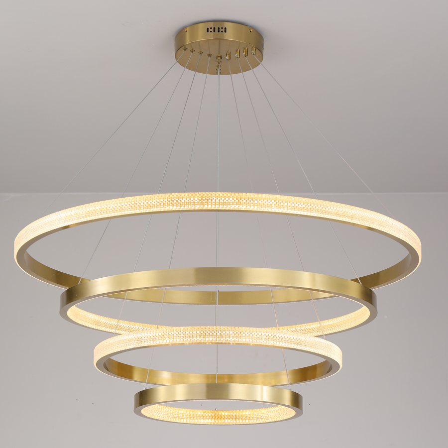 LED Aluminum Acrylic Circle Round Ring Pendant Light Four Tiers 