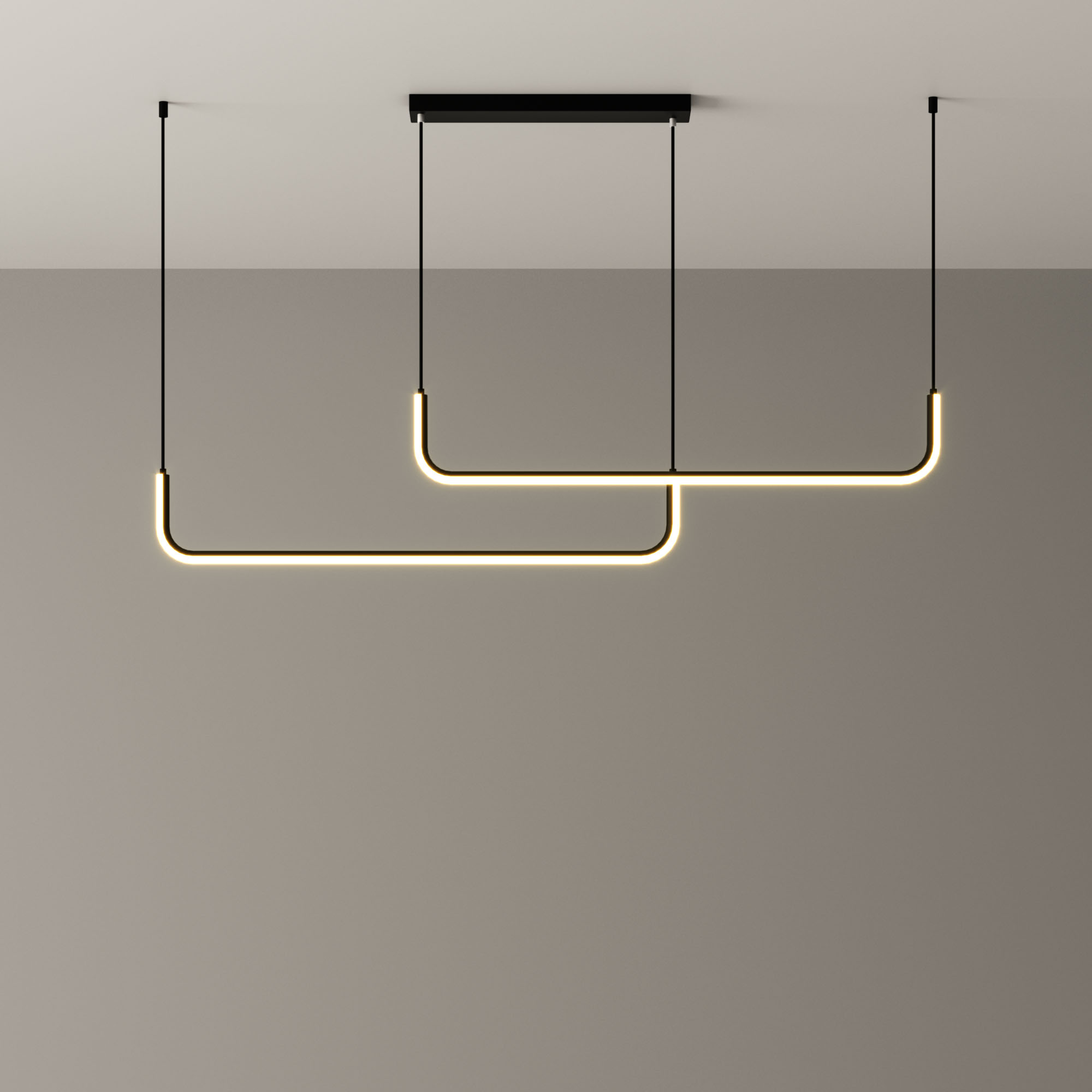 LED Double Linear Dinning Room Pendant Lamp Black Color MT-LD2209-2BK