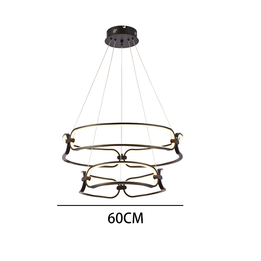 LED Artistic Lamp Aluminum Pendant Light Two Tiers Round Shape MT-LD22010-2BK