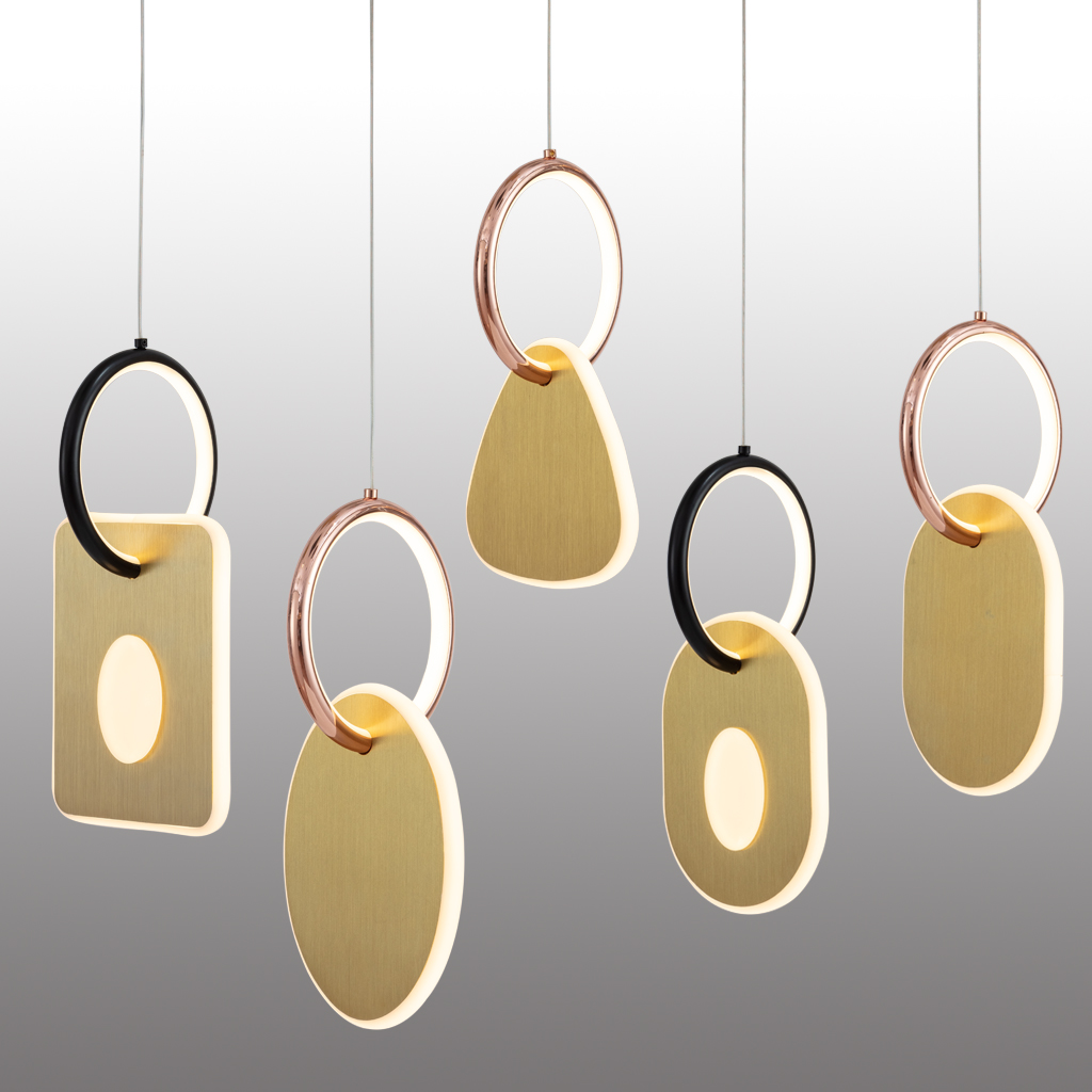 Modern LED Aluminum Double Rings Pendant Light Bedside Pendant Lamp 3000K