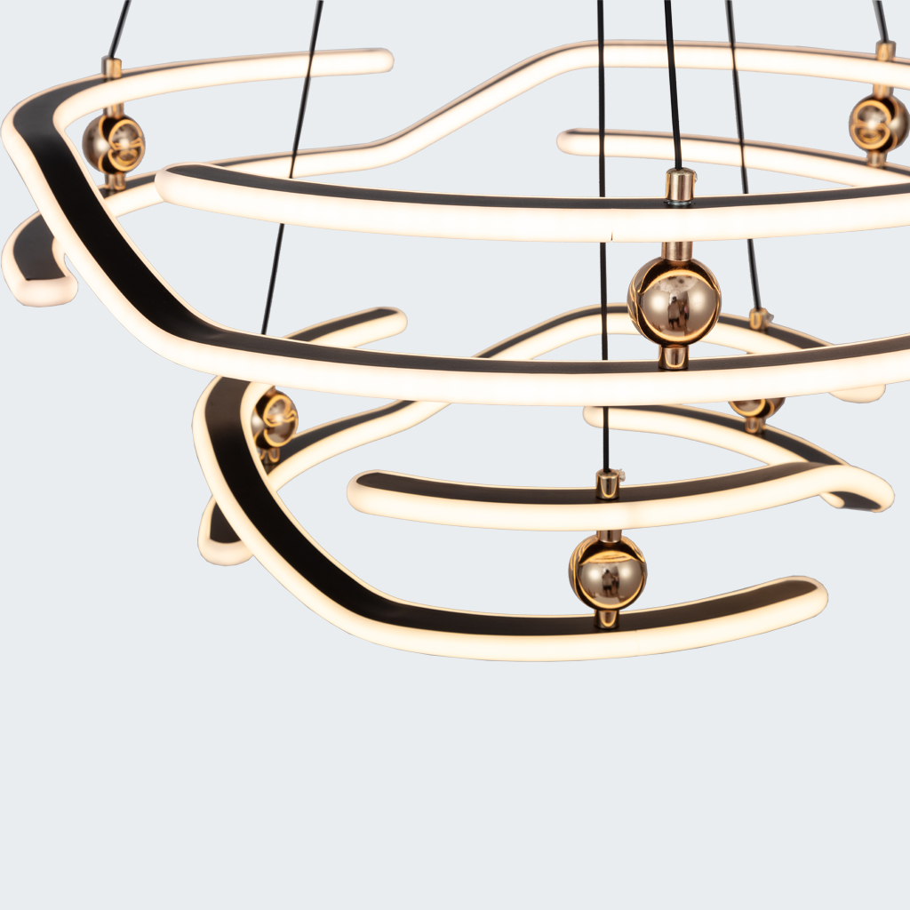 LED Aluminum Ring Pendant Light Circular Chandelier Two Tiers For Indoor Use