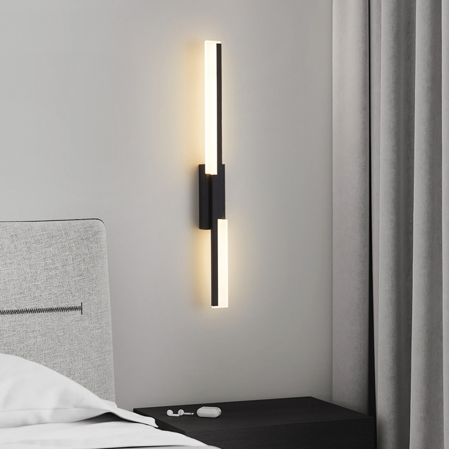 Modern Artistic LED Linear Straight Line Aluminum Acrylic Wall light Black Color