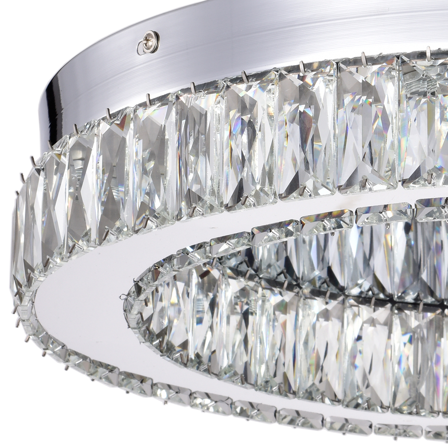 Modern LED Ceiling Lamp Crystal Accents Round Bright Light For Indoor Decor