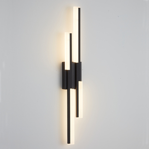 Modern Artistic LED Linear Straight Line Aluminum Acrylic Wall light Double Light Black Color