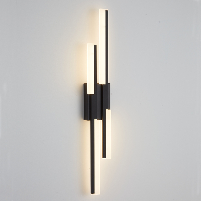 Modern Artistic LED Linear Straight Line Aluminum Acrylic Wall light Double Light Black Color