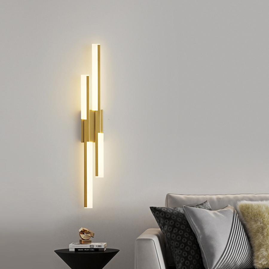Modern Artistic LED Linear Straight Line Aluminum Acrylic Wall light Double Light