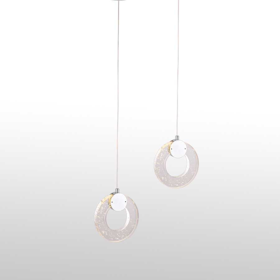 Elegant Crystal Glass Circle Ring Pendant Light Indoor Decorative Fixture Chrome Color Perfect For Home Decor