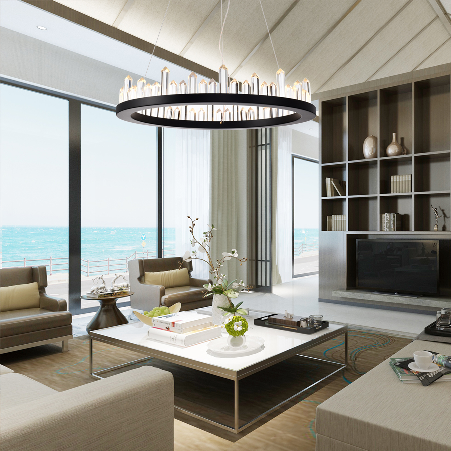 Elegant Magnetic Crystal Rod Pendant Light Black Color Indoor Decorative Fixture Perfect For Home Decor 