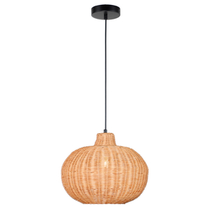 Rustic Countryside Style Handwoven Round-Shaped Pendant Light WithvE27 Socket Fixture