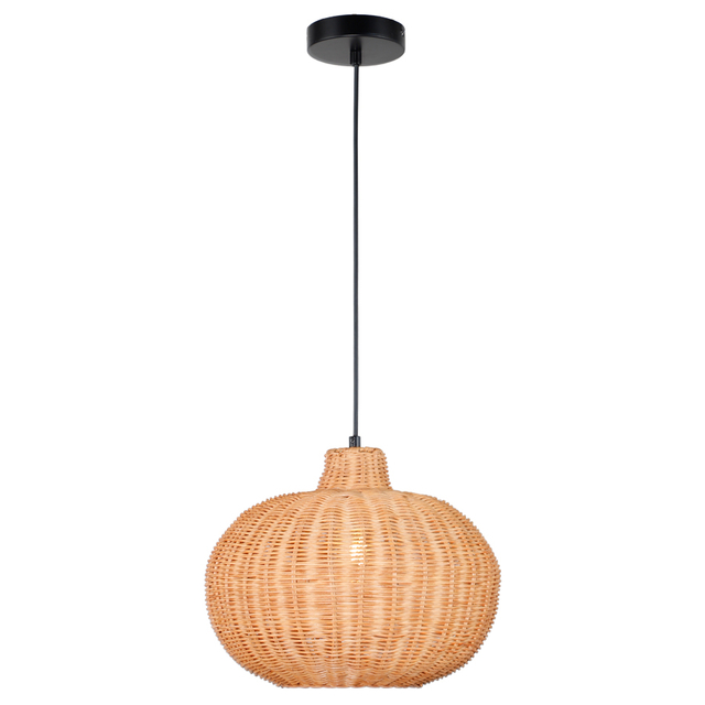 Rustic Countryside Style Handwoven Round-Shaped Pendant Light WithvE27 Socket Fixture