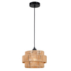 Natural Paper Rattan Woven Pendant Light Fixture Circle-Shaped For Indoor Decor