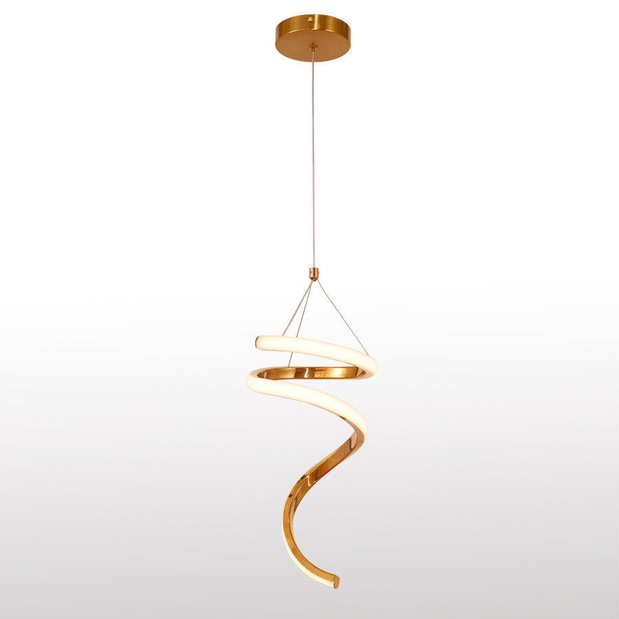 Spiral Curved Stainless Steel Small Pendant Lamp Bedside Hanging Light