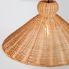 Handwoven Rattan Horn- Shaped Pendant Light Vintage Rustic Decor