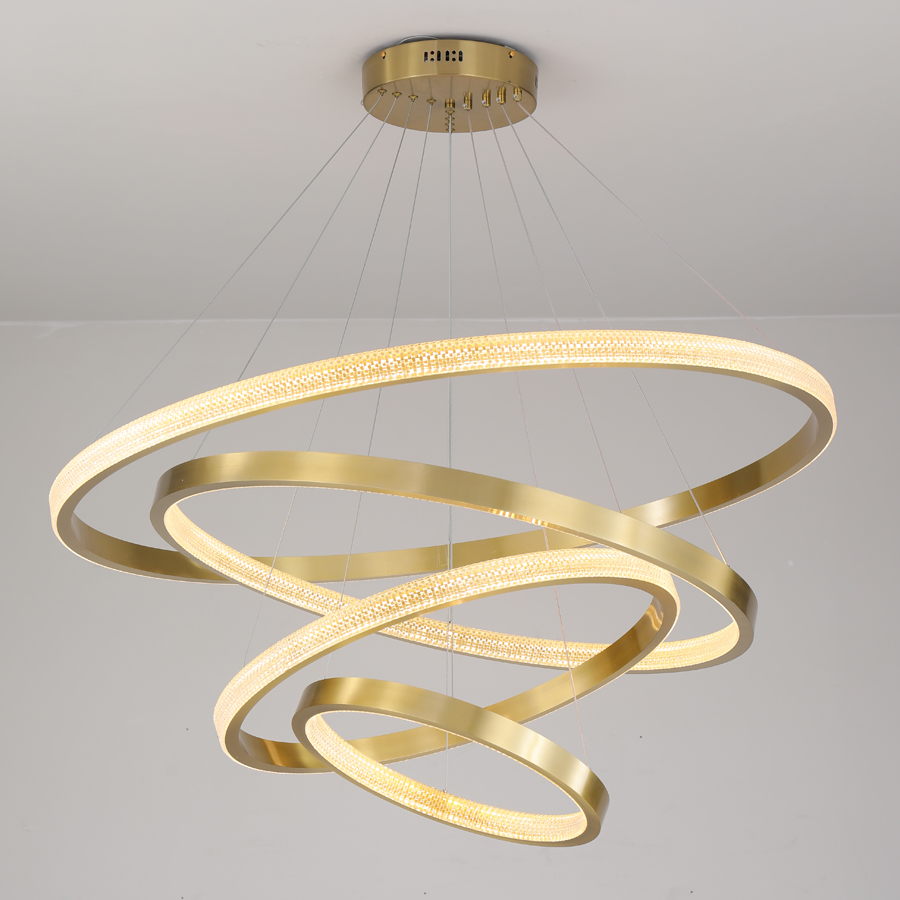LED Aluminum Acrylic Circle Round Ring Pendant Light Four Tiers 