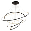 LED Aluminum Silicone Suspended Pendant Lamp Four Rings Black Color